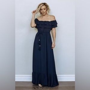 Baltic Born Luca Ruffle Maxi in Navy - Small.